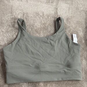 Nike Ribbed Olive Green Crop Sports Bra